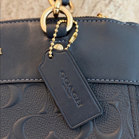Coach Brooke Carryall in Signature Embossed Navy Blue Leather - Picture 12 of 13